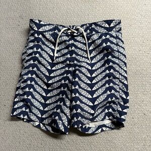 Janie and Jack Blue & White Fish Novelty Print Boys Swim Trunks Board Shorts 3